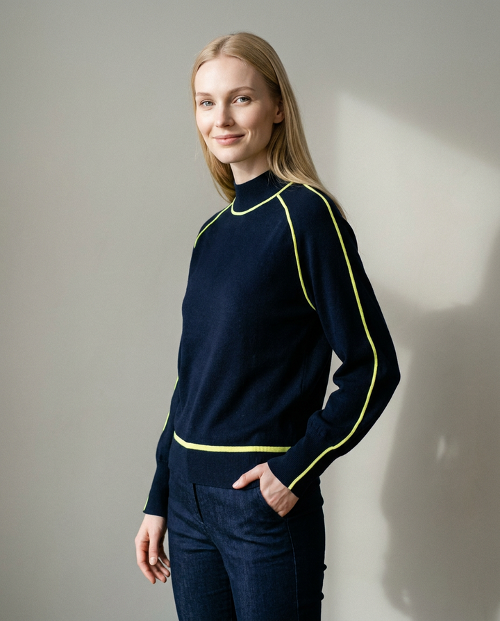 You're My Lobster — Pullover opstaande kraag & bies studio Navy