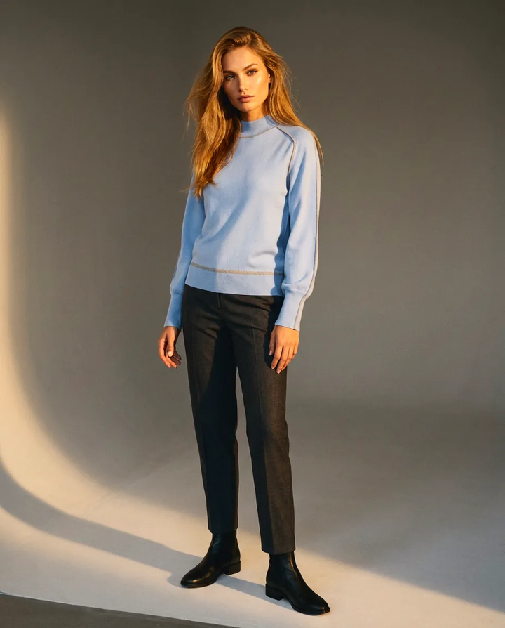 You're My Lobster — Pullover opstaande kraag & bies studio Powder Blue
