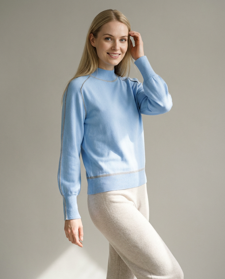 You're My Lobster — Pullover opstaande kraag & bies studio Powder blue