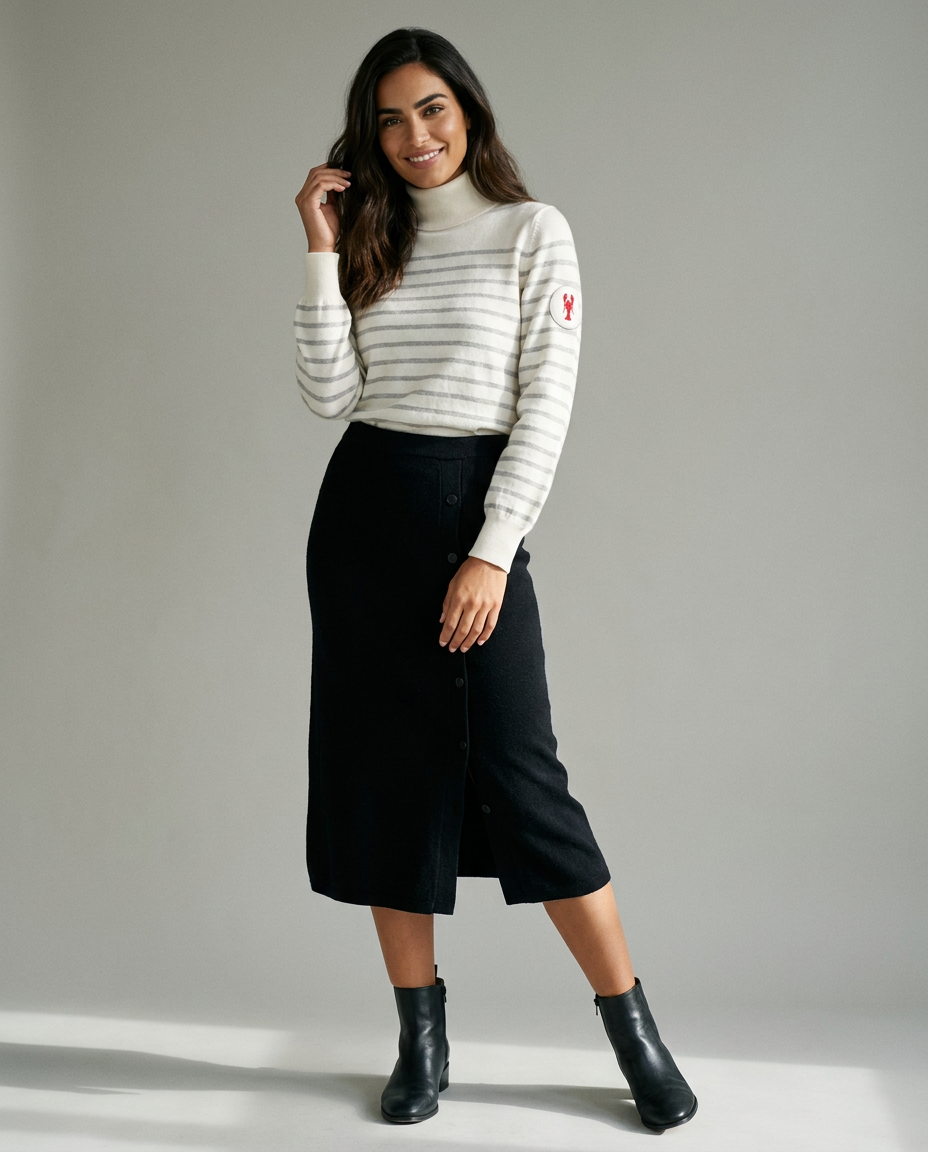 You're My Lobster — Pullover rolkraag met strepen studio look ecru