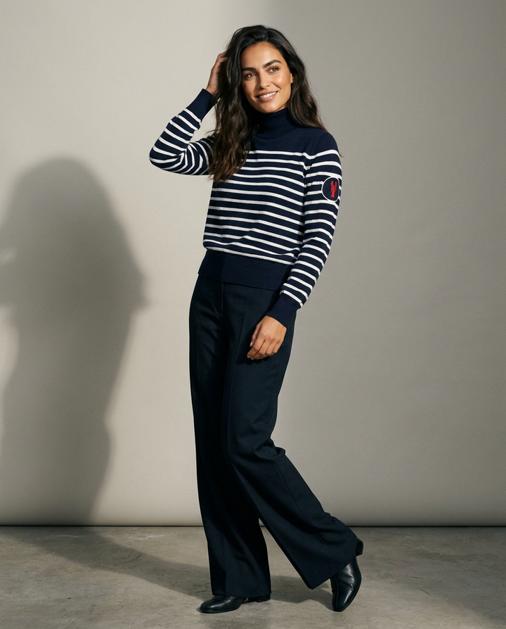 You're My Lobster — Pullover rolkraag met strepen studio Navy