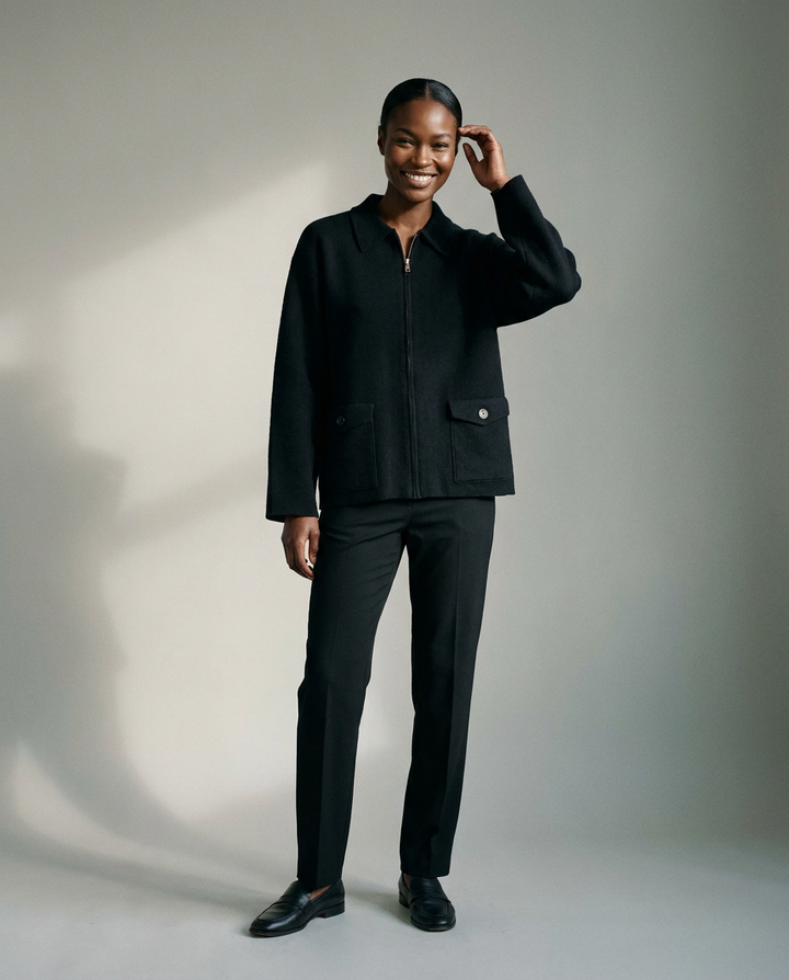 You're My Lobster — Gebreid jasje met rits & franjes studio Black