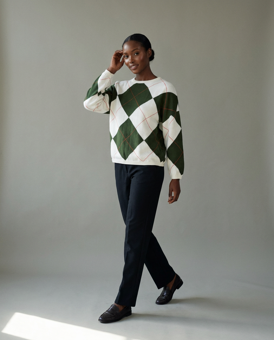 You're My Lobster — Pullover ronde hals met ruitmotief studio