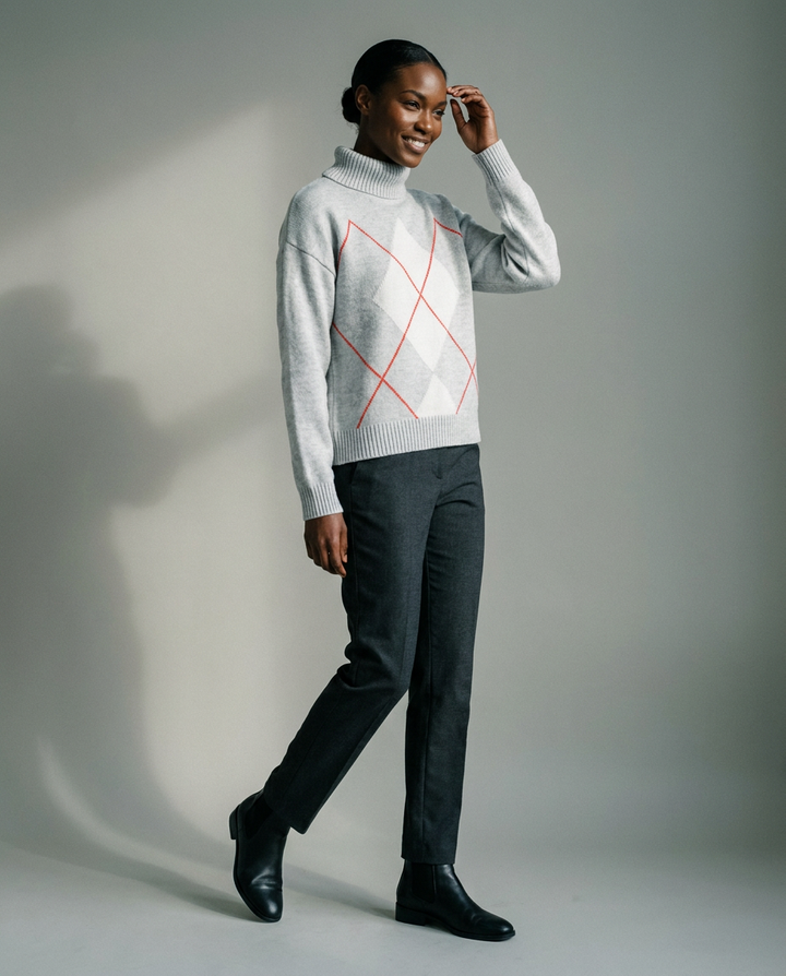You're My Lobster — Pullover rolkraag met ruitmotief studio Nimbus cloud
