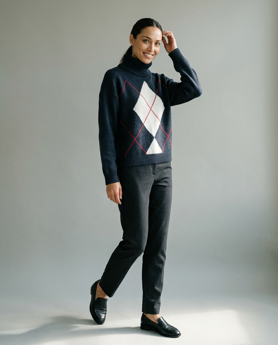 You're My Lobster — Pullover rolkraag met ruitmotief studio
