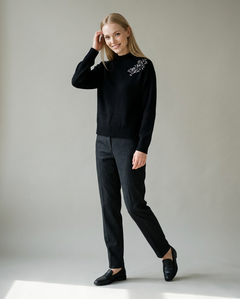 You're My Lobster — Gebreide pullover met opstaande kraag & strass studio