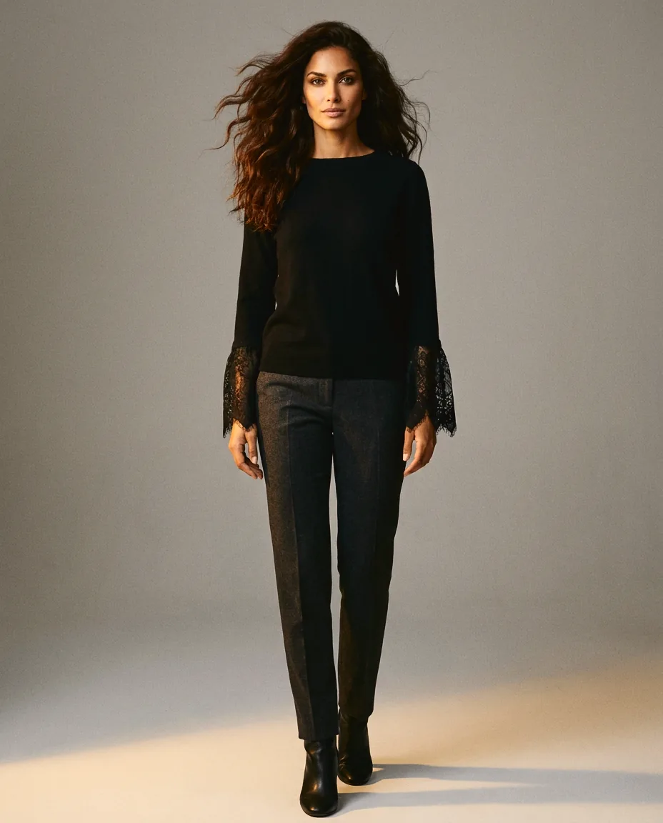 You're My Lobster — Pullover met kant studio Black