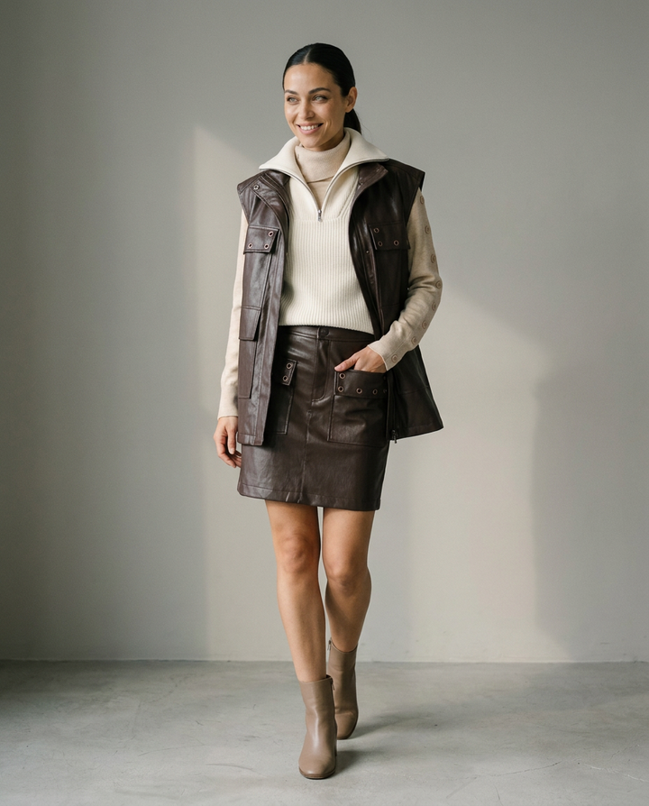You're My Lobster — Vest openstaande kraag met rits studio look ecru