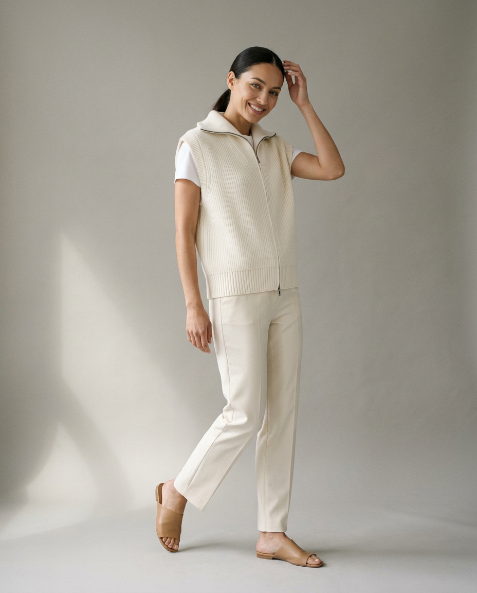You're My Lobster — Vest openstaande kraag met rits studio Ecru