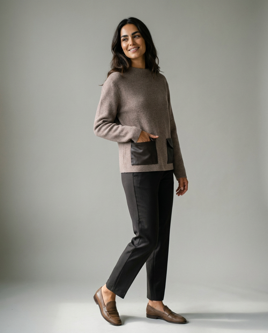 You're My Lobster — Pull met lederlook zakjes studio Taupe