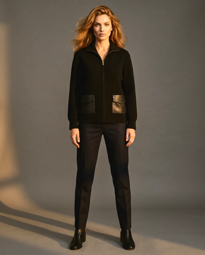 You're My Lobster — Vest met rits & zakjes in lederlook studio Black