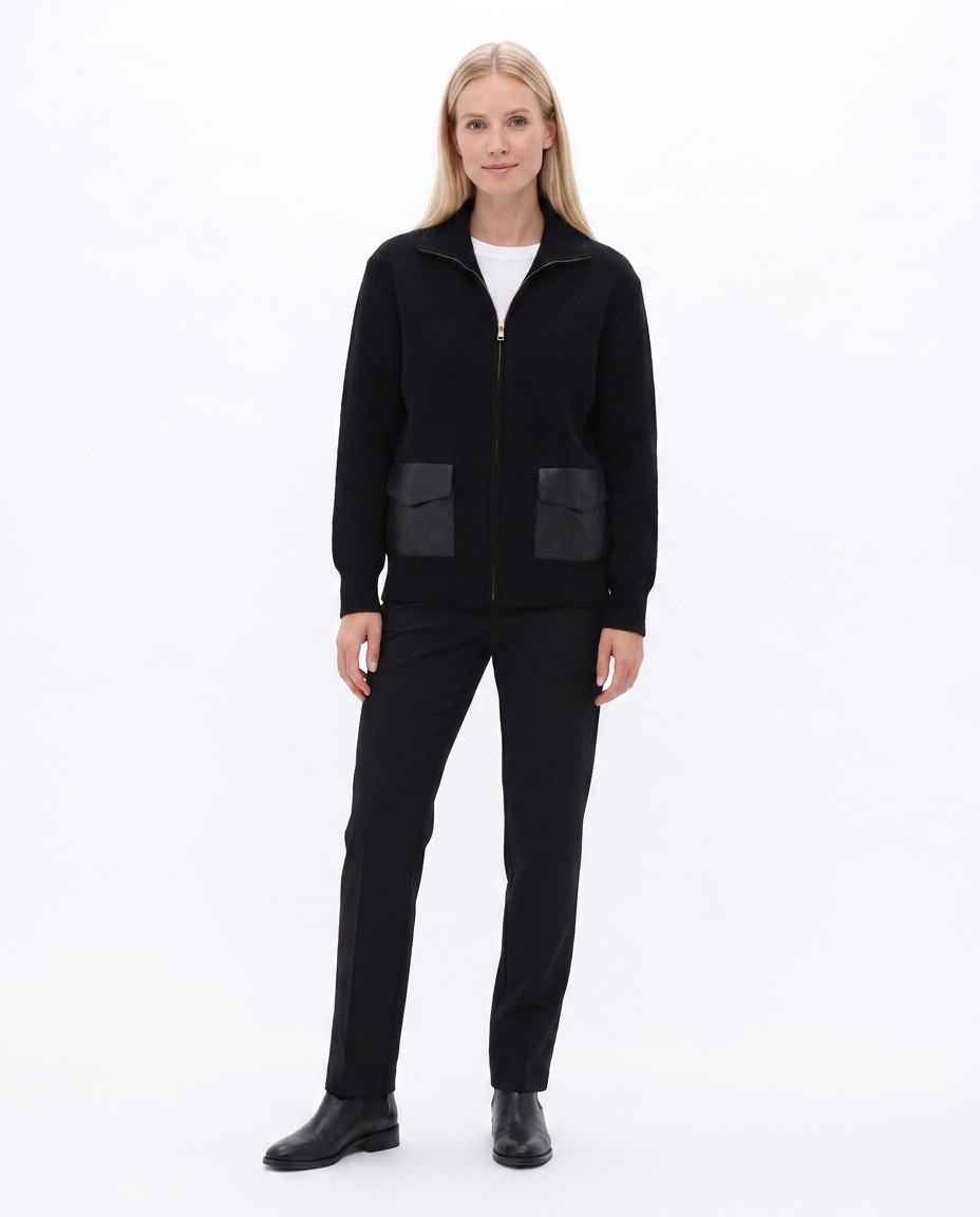 You're My Lobster — Vest met rits & zakjes in lederlook studio Black