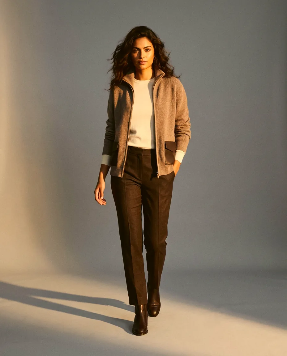 You're My Lobster — Vest met rits & zakjes in lederlook studio Taupe