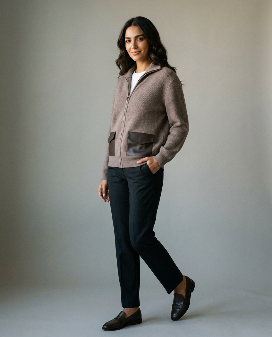You're My Lobster — Vest met rits & zakjes in lederlook studio Taupe