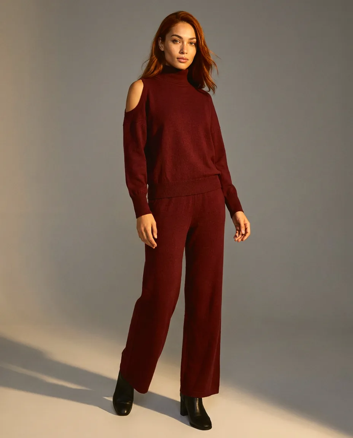 You're My Lobster — Gebreide set met rolkraag studio Maroon