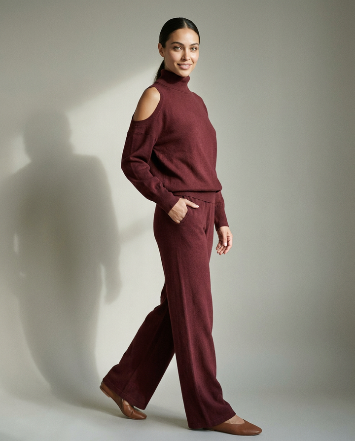 You're My Lobster — Gebreide set met rolkraag studio Maroon