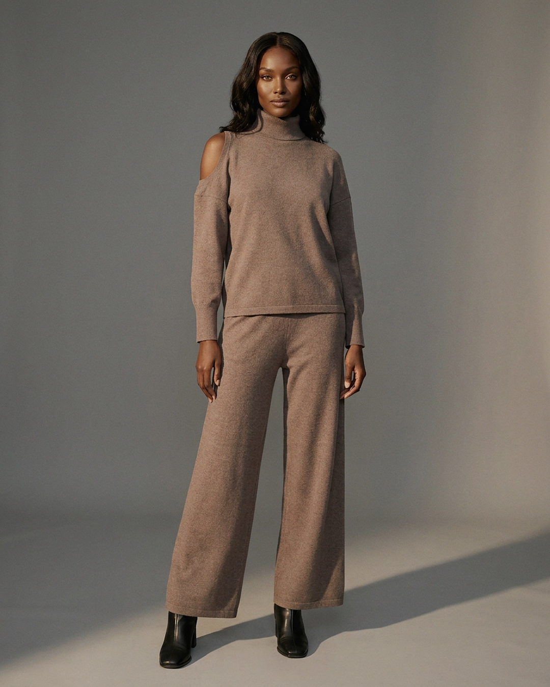 You're My Lobster — Gebreide set met rolkraag studio Taupe