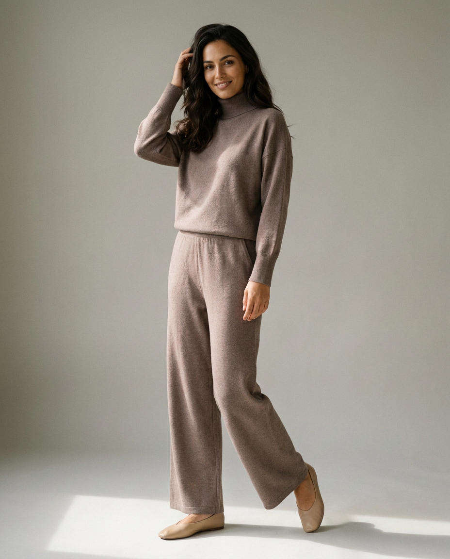You're My Lobster — Gebreide set met rolkraag studio Taupe