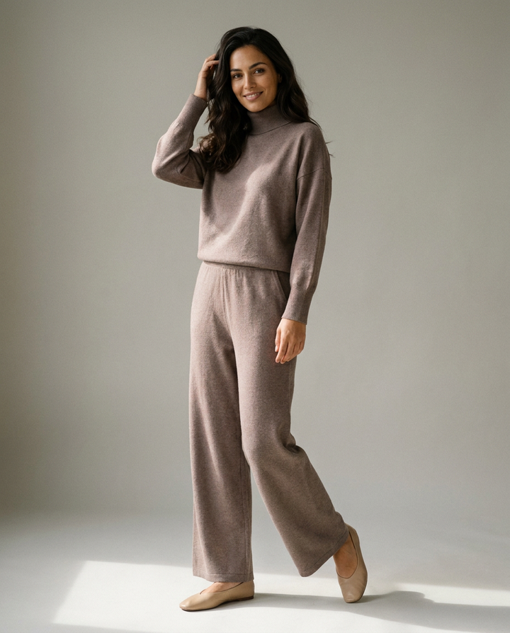 You're My Lobster — Gebreide set met rolkraag studio Taupe
