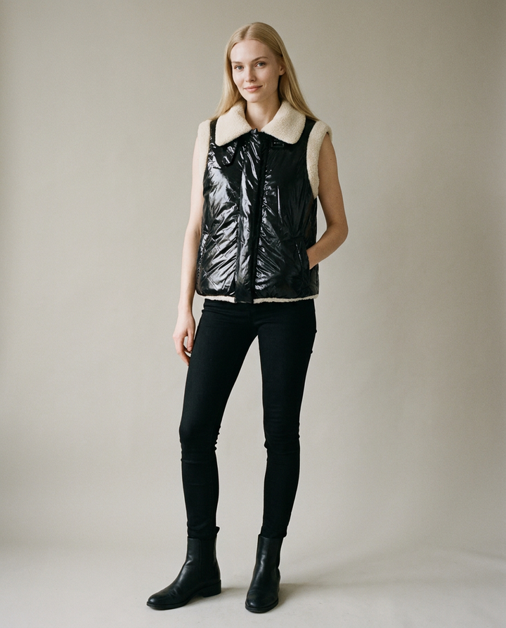 You're My Lobster — Bodywarmer met shearling look studio Black