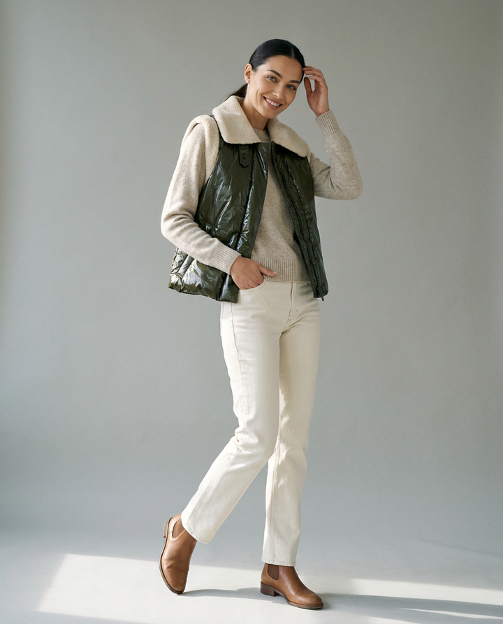 You're My Lobster — Bodywarmer met shearling look studio Dark olive