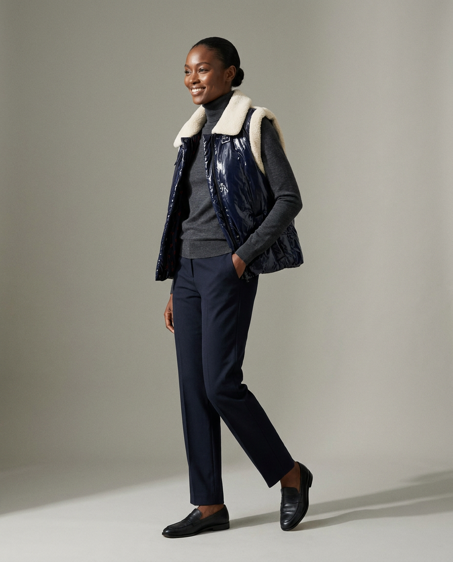 You're My Lobster — Bodywarmer met shearling look studio Navy