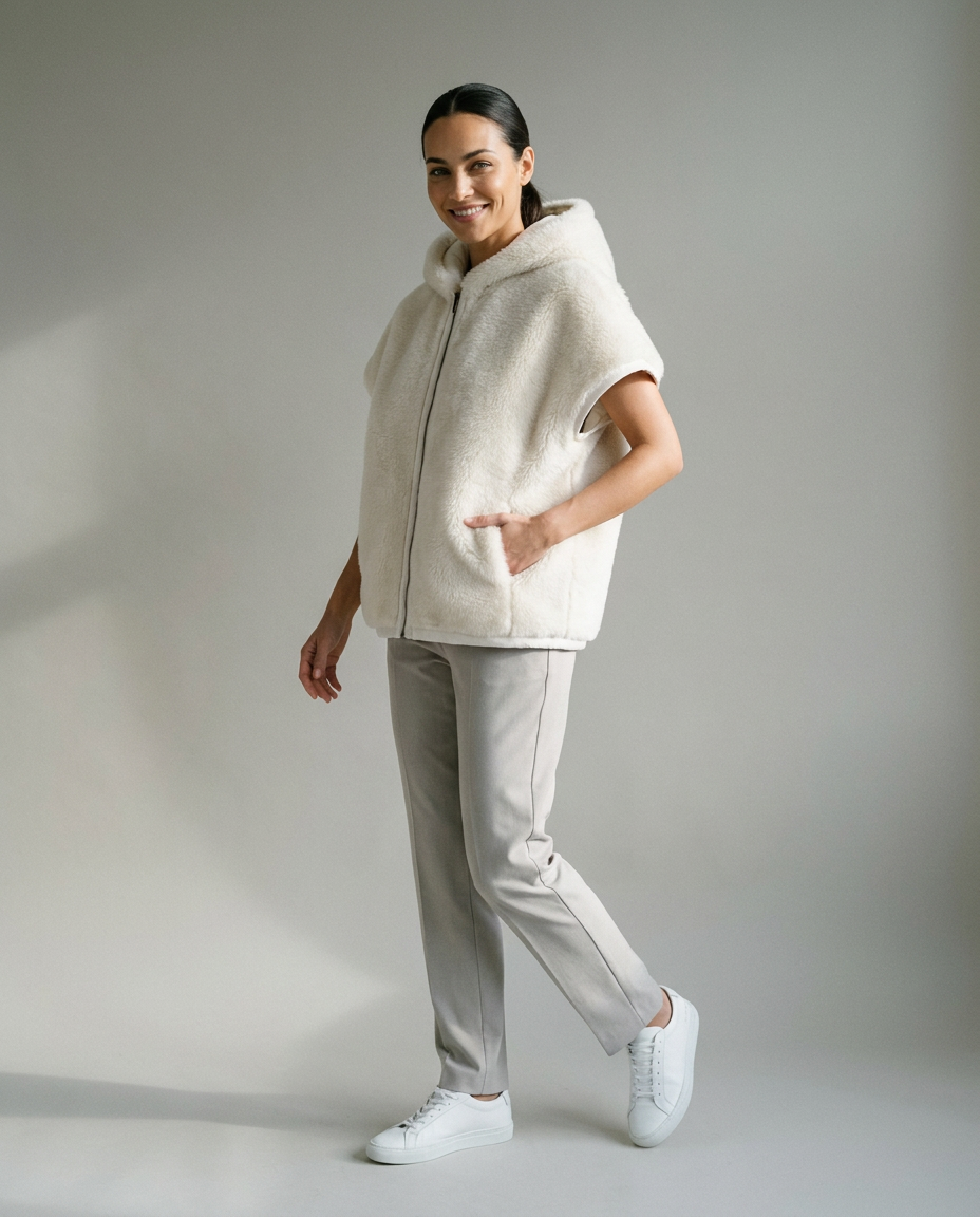 You're My Lobster — Gewatteerde/ bont look jas met rits studio Ivory