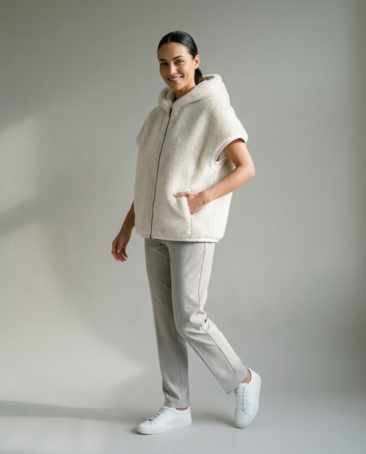 You're My Lobster — Gewatteerde/ bont look jas met rits studio Ivory