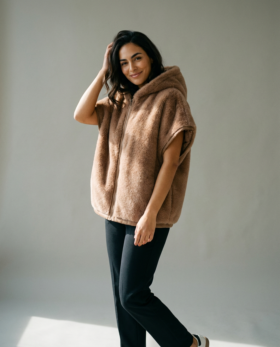 You're My Lobster — Gewatteerde/ bont look jas met rits studio Latte