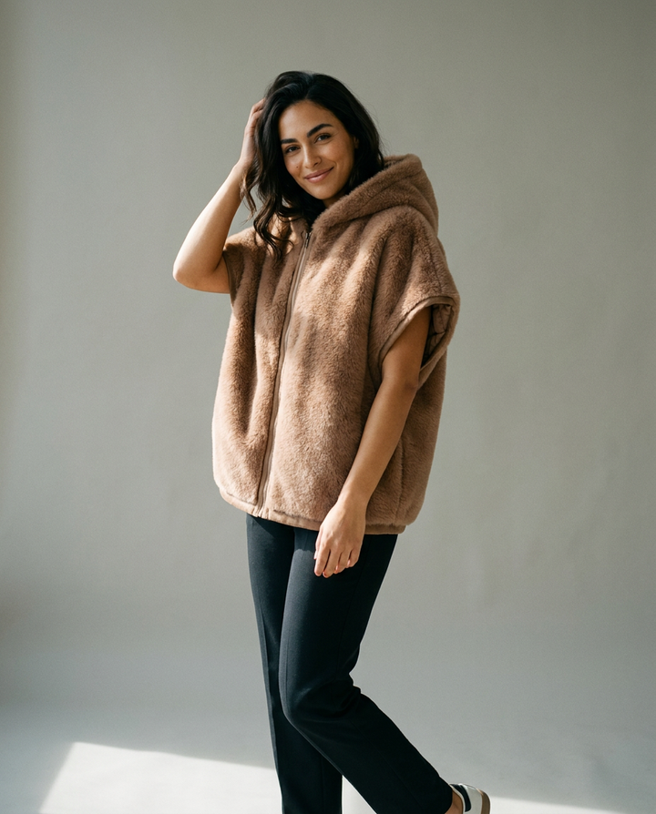You're My Lobster — Gewatteerde/ bont look jas met rits studio Latte