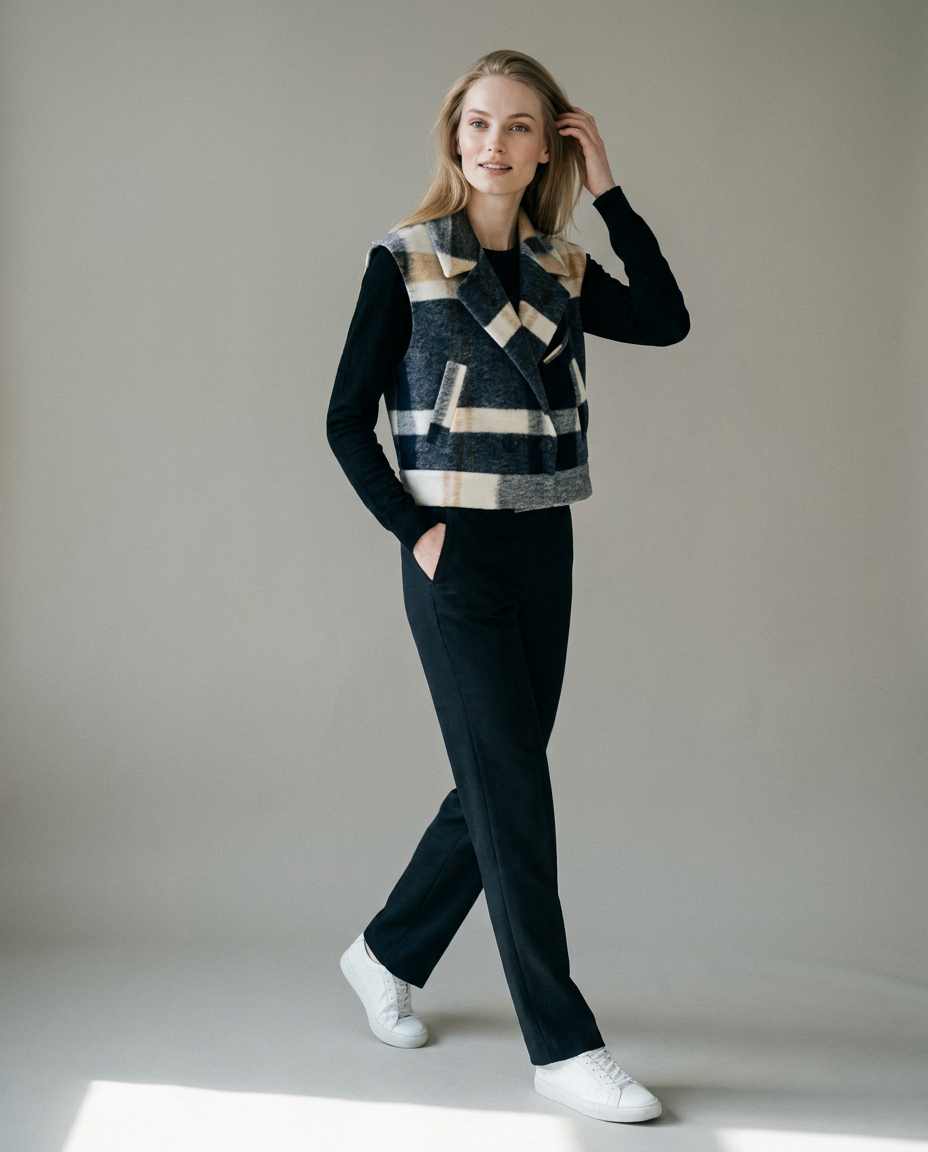 You're My Lobster — Geruite gilet studio Dark blue