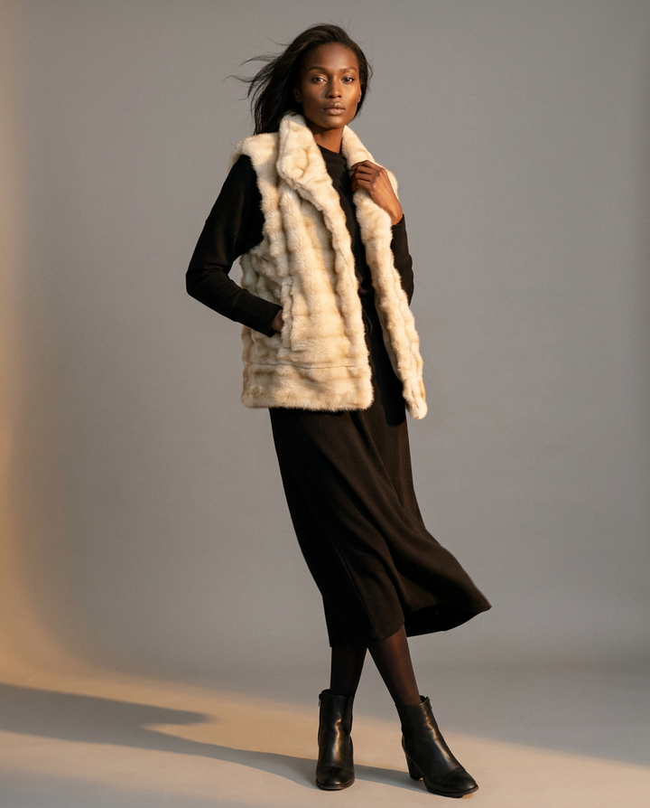 You're My Lobster — Bont gilet met zakjes studio look cream
