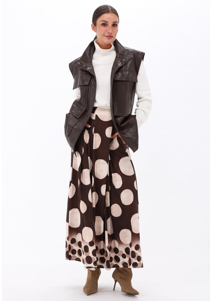 You're My Lobster — Gilet in lederlook met fantasie — campagnebeeld CHOCOLATEBROWN