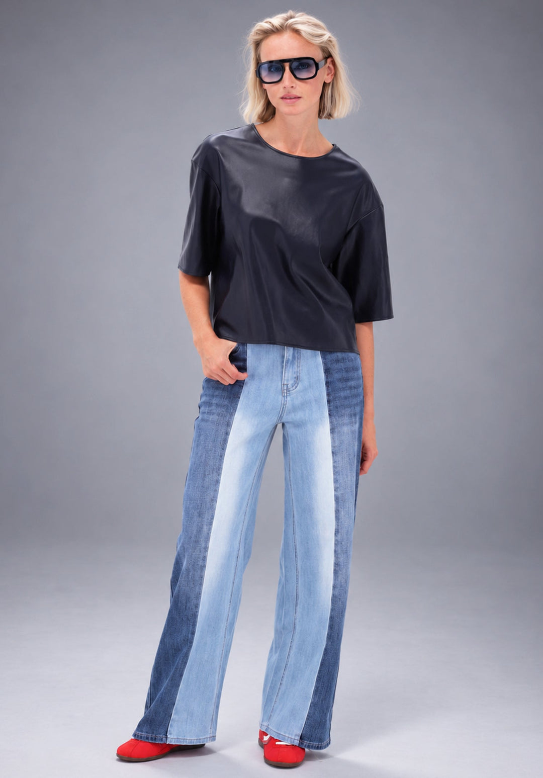 You're My Lobster — Top in lederlook met rits — campagnebeeld DARKBLUE