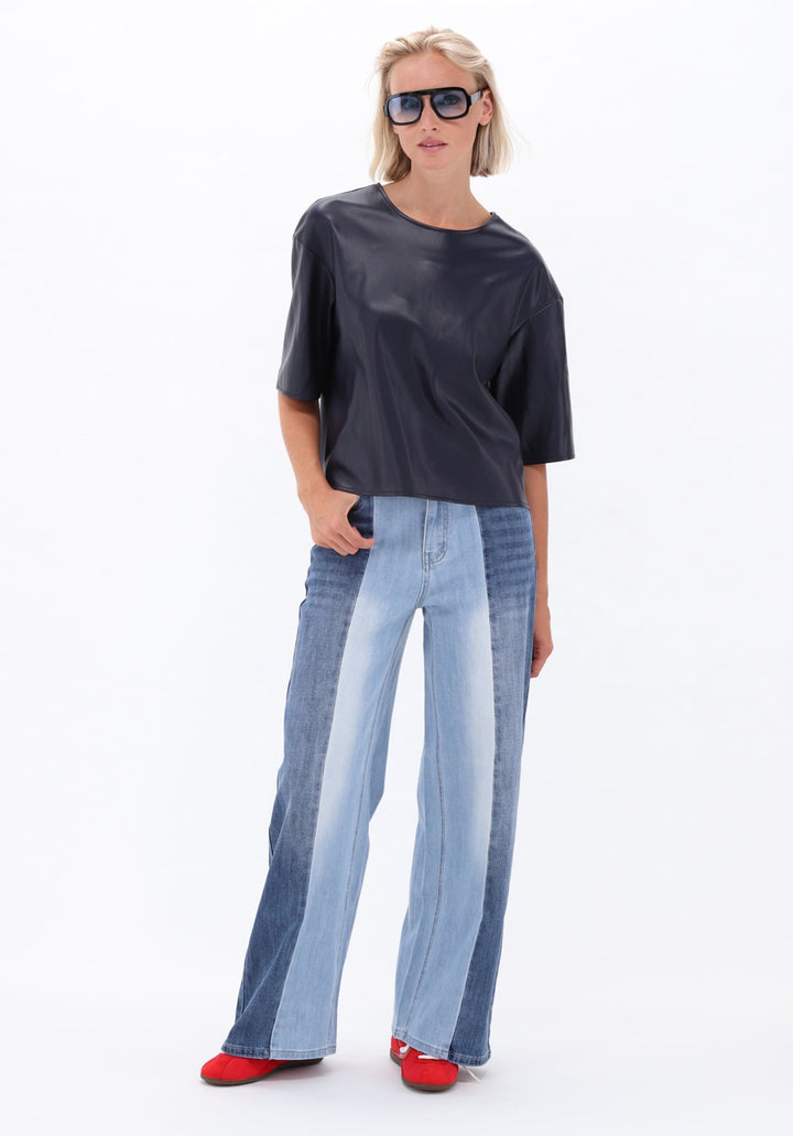 You're My Lobster — Top in lederlook met rits — campagnebeeld DARKBLUE
