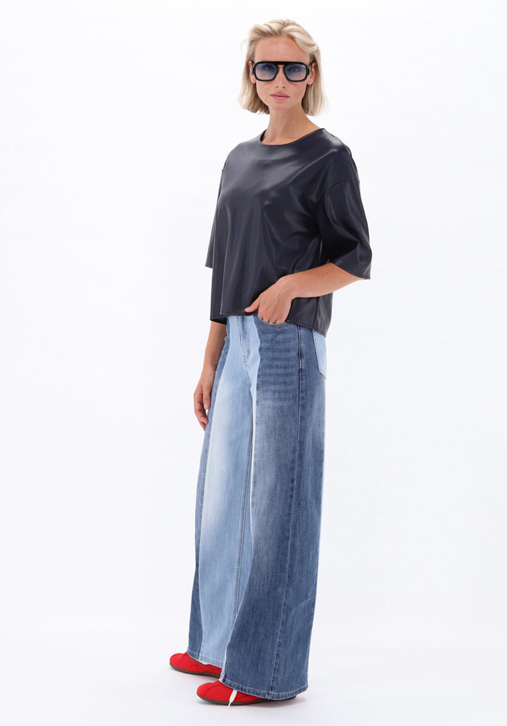 You're My Lobster — Top in lederlook met rits — campagnebeeld DARKBLUE