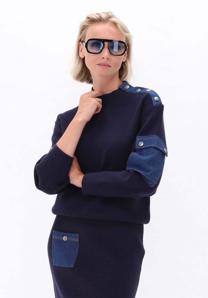 You're My Lobster — Pullover met jeanszakje — campagnebeeld NAVY