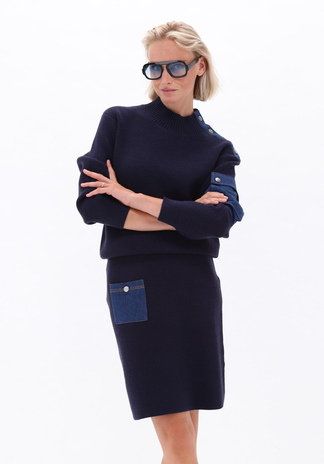 You're My Lobster — Pullover met jeanszakje — campagnebeeld NAVY