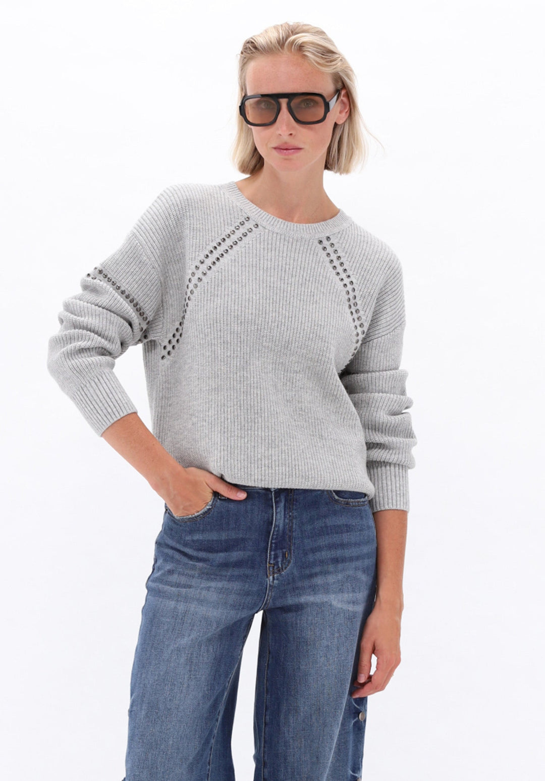 You're My Lobster — Pullover met ronde hals & studs — campagnebeeld LIGHTGREYMELANGE2