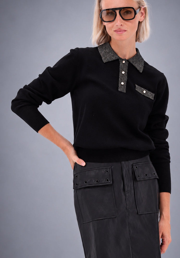 You're My Lobster — Pullover polokraag met lurex — campagnebeeld BLACK