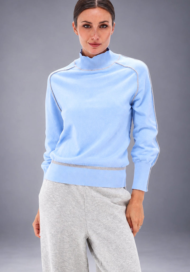 You're My Lobster — Pullover opstaande kraag & bies — campagnebeeld POWDERBLUE