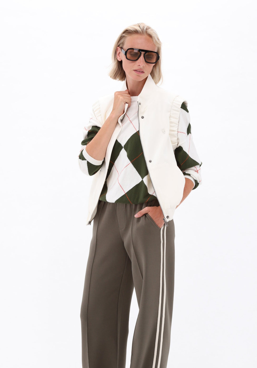 You're My Lobster — Pullover ronde hals met ruitmotief — campagnebeeld ECRU