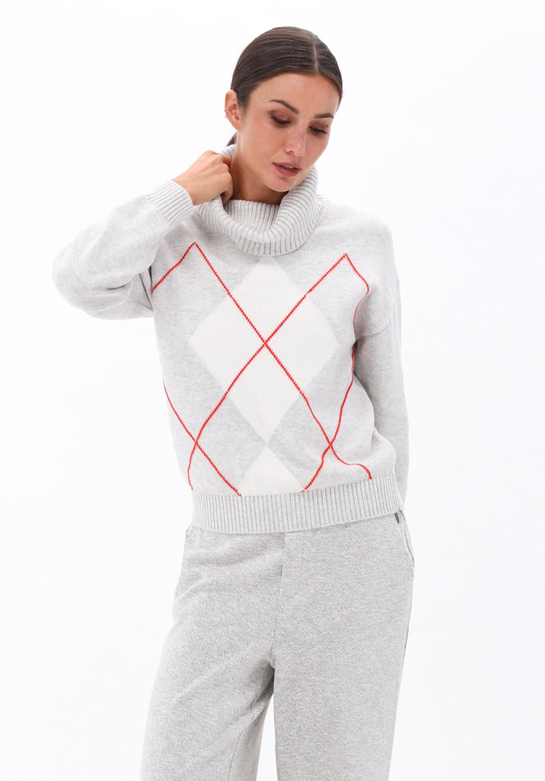 You're My Lobster — Pullover rolkraag met ruitmotief — campagnebeeld NIMBUSCLOUD