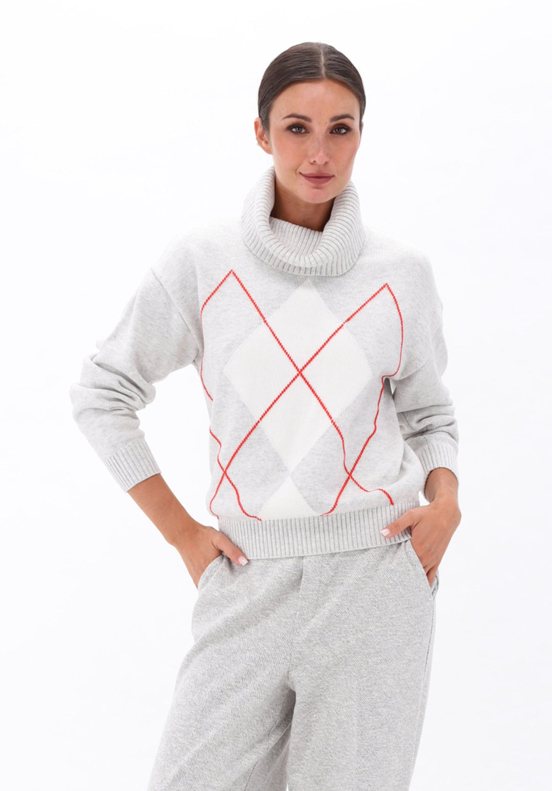 You're My Lobster — Pullover rolkraag met ruitmotief — campagnebeeld NIMBUSCLOUD