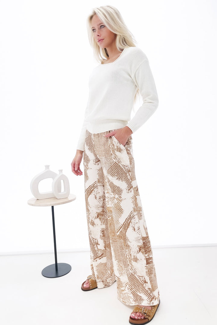 K-design - Broek in joggingstyle met print en trekkoord (Y201) - What Els!