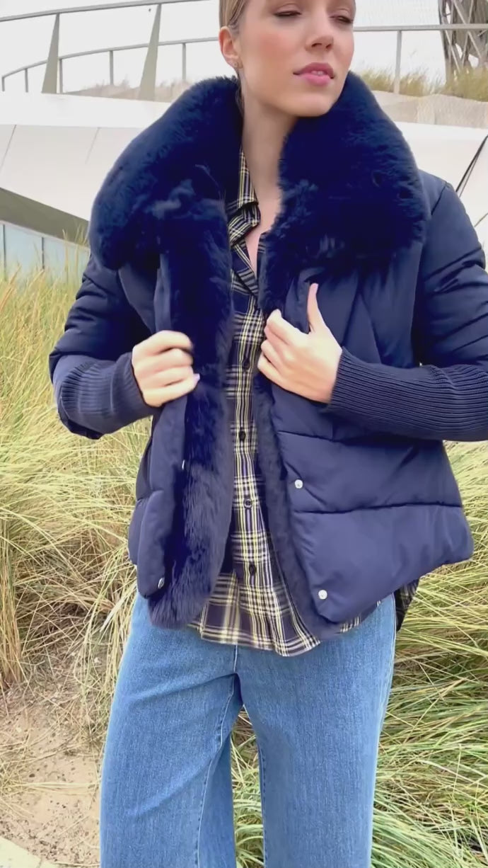 K-Design - Puffer jas met bont (B902)