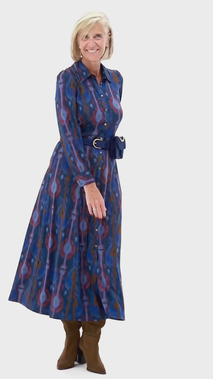 K-design - Maxi dress met print en bijpassende riem met heuptasje (X338)