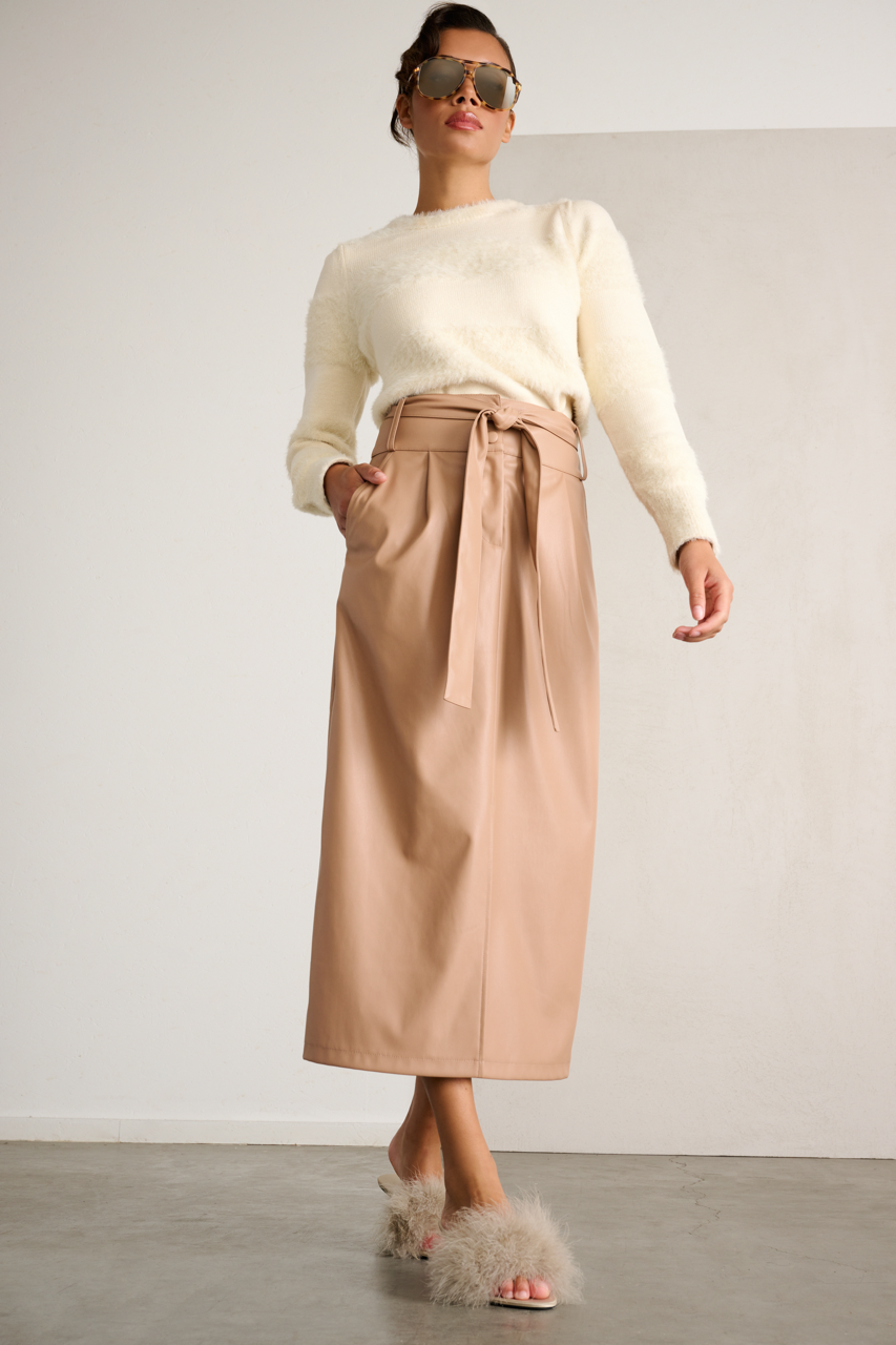 K-design - Vegan leather rok met split (X602) - What Els!