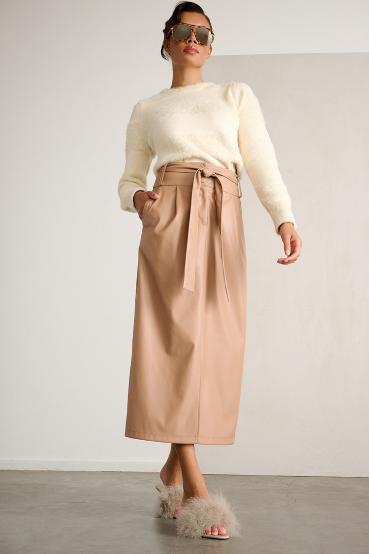 K-design - Vegan leather rok met split (X602) - What Els!