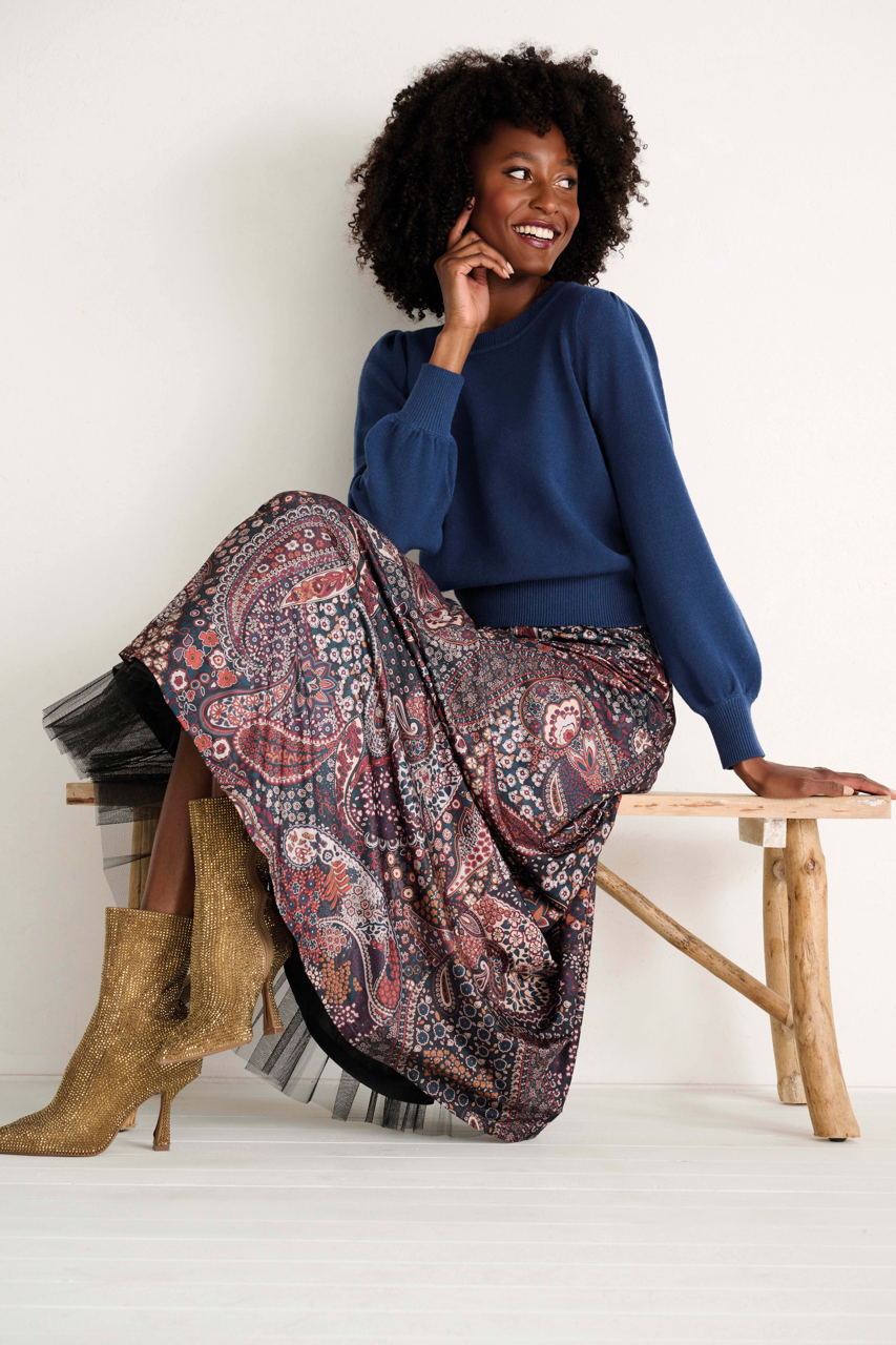 K-design - Rok met print, kant en afneembare volumineuze voering (X376) - What Els!